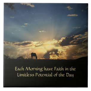Encouragemen Faith Inspirational Horse and Sunrise Ceramic Tile