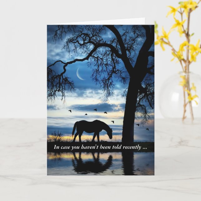 Encouragement Beautiful with Horse and Moon  Card (Yellow Flower)