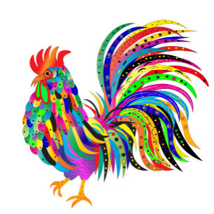 Encouragement Bright Abstract Rooster Kaleidoscope Card