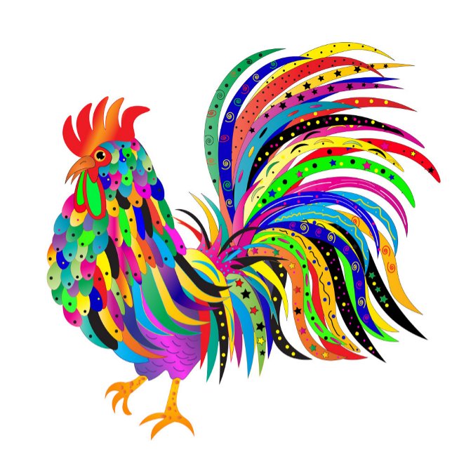 Encouragement Bright Abstract Rooster Kaleidoscope Card (Creator Uploaded)