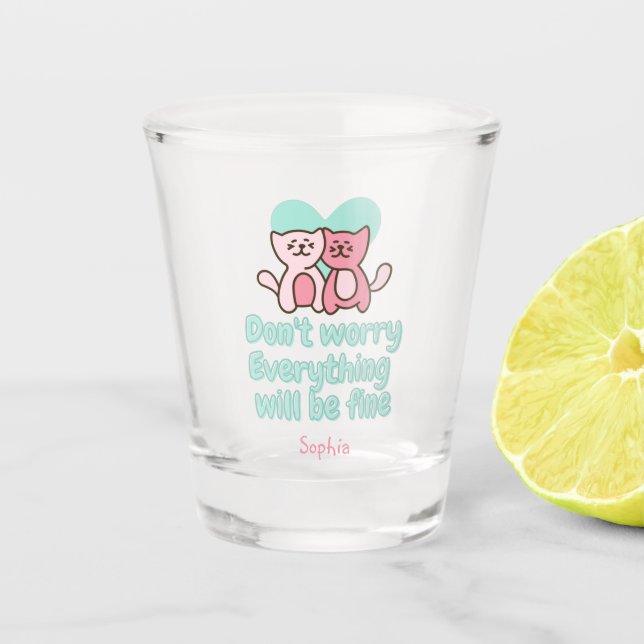 Encouragement Get Well and Cat Couple Shot Glass (Front)