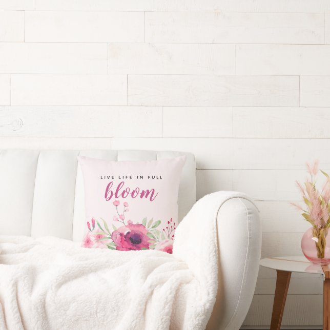 Encouragement Live Life In Full Bloom Floral Cushion (Couch)