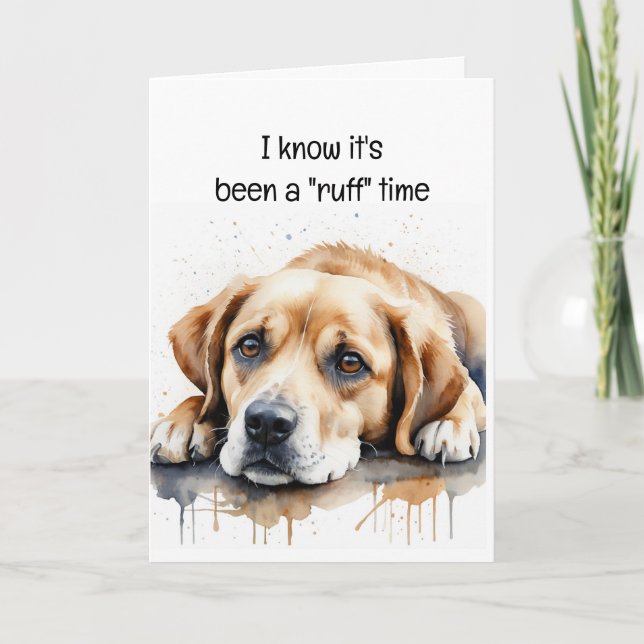 Encouragement or Get Well Cute Sad Dog Card (Front)