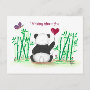 Encouragement Panda Bamboo Butterfly Heart Balloon Postcard