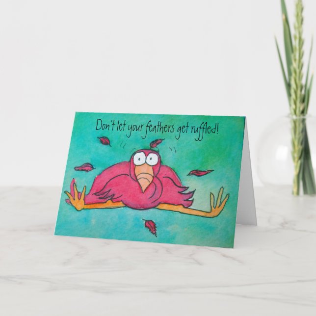 Encouragement Pnk Flamingo Funny Humour Card (Front)