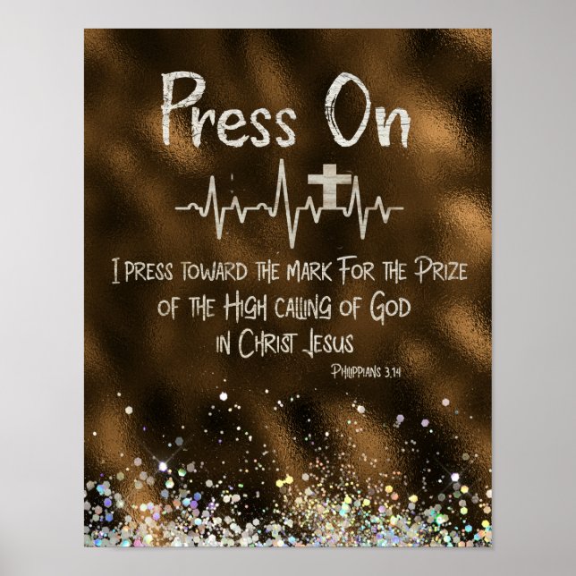 Encouragement: Press On with KJV Bible Verse Poster (Front)