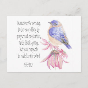Encouragement, Scripture, Cheerful Bluebird Postcard
