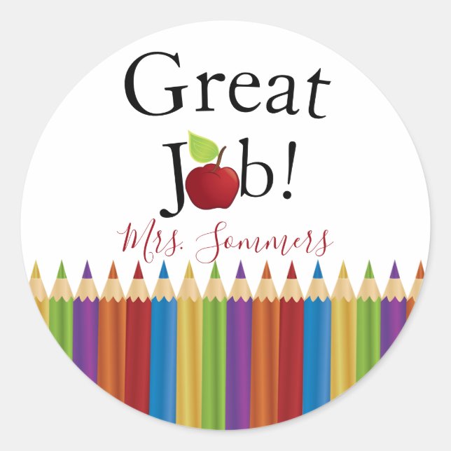 Encouragement Sticker| Teacher's Name Classic Round Sticker (Front)