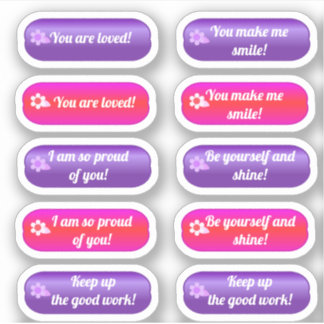 Encouragement Stickers Magenta and Purple