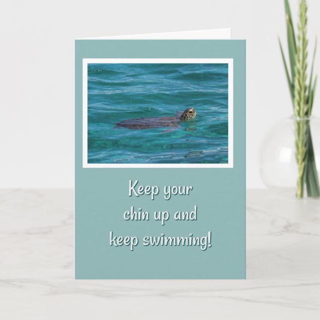 Encouragement with Cute Turtle Swimming Card (Front)