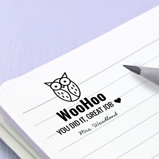 Encouragement WooHoo Owl Personalised Teachers Self-inking Stamp (Encouragement WooHoo Owl Personalized Teachers Self-inking Stamp)