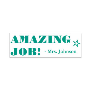 Encouraging "AMAZING JOB!" Educator Rubber Stamp
