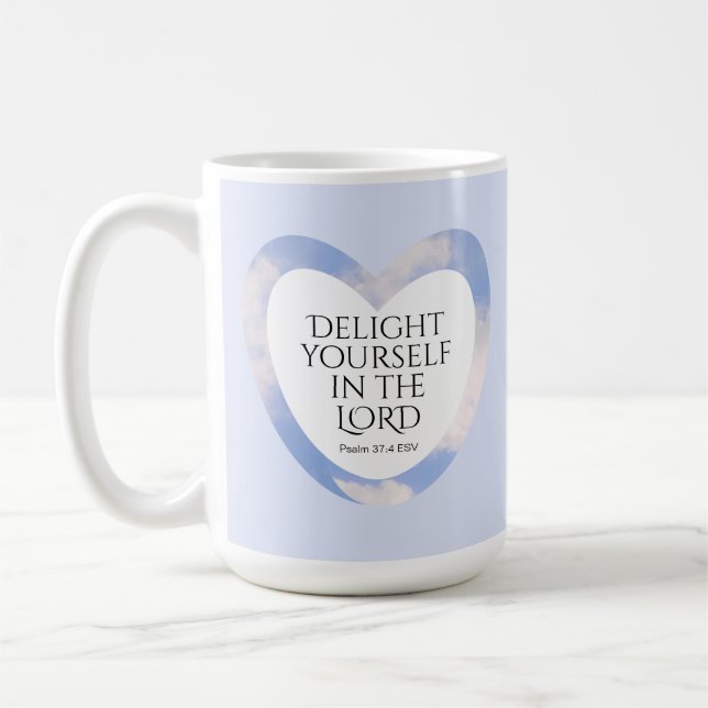 Encouraging and Uplifting Light Blue Bible Verse Coffee Mug (Left)