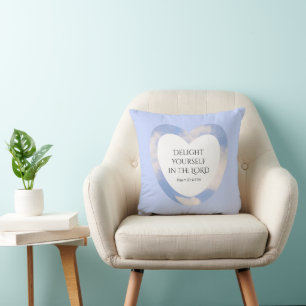Encouraging and Uplifting Light Blue Bible Verse Cushion
