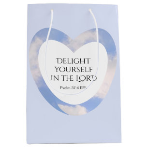 Encouraging and Uplifting Light Blue Bible Verse Medium Gift Bag