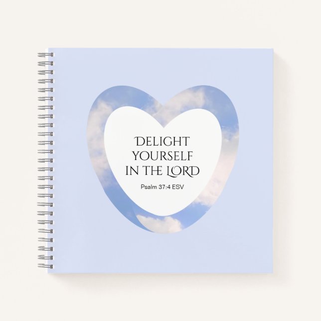 Encouraging and Uplifting Light Blue Bible Verse Notebook (Front)