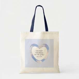Encouraging and Uplifting Light Blue Bible Verse Tote Bag