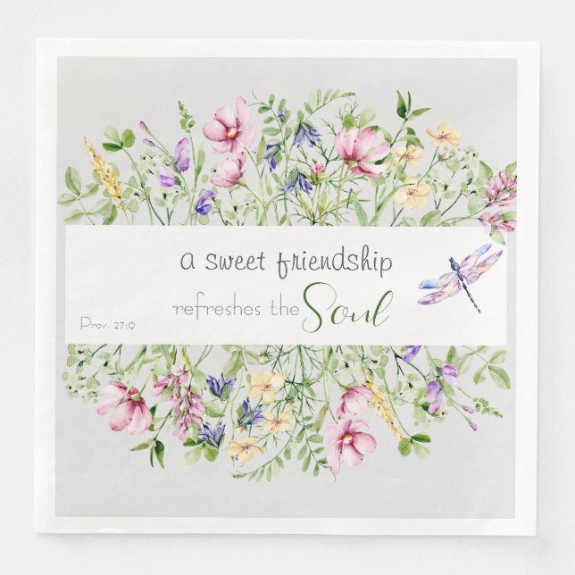 Encouraging Bible Verse Botanical Watercolor Napkin (Front)