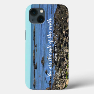 Encouraging Bible Verse Photo of Atlantic Ocean iPhone 13 Case