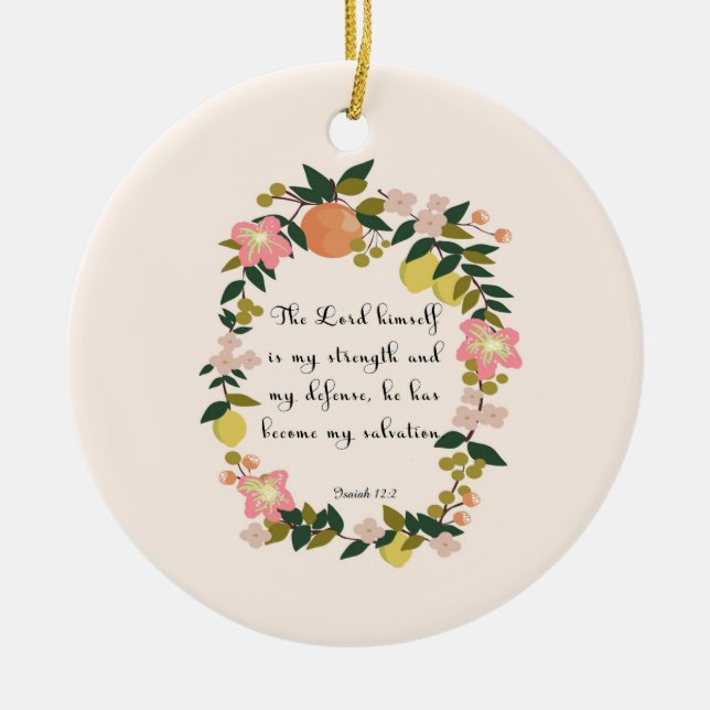 Encouraging Bible Verses Art - Isaiah 12:2 Ceramic Tree Decoration (Front)