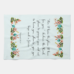 Encouraging Bible Verses Art - Jeremiah 29:11 Tea Towel