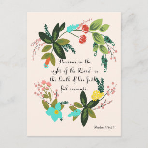 Encouraging Bible Verses Art - Psalm 116:15 Postcard