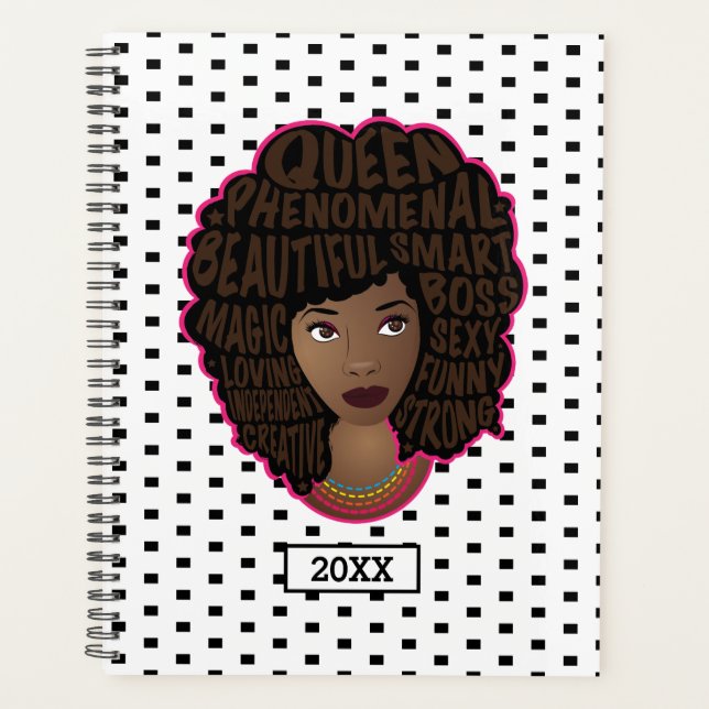 Encouraging Black Women | Black & White Polka Dots Planner (Front)