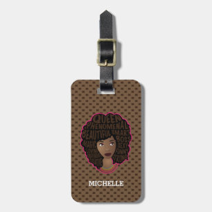 Encouraging Black Women, Brown Polka Dots Luggage Tag