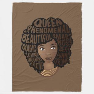 Encouraging Black Women, Natural Hair, Brown Fleece Blanket