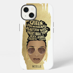 Encouraging Black Women, Natural Hair, Gold Stroke iPhone 13 Case