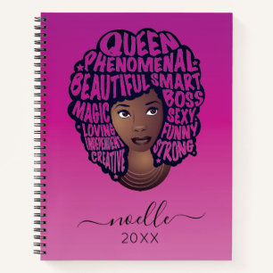 Encouraging Black Women, Natural Hair, Hot Pink Notebook