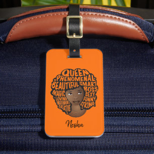 Encouraging Black Women, Natural Hair   Orange Luggage Tag