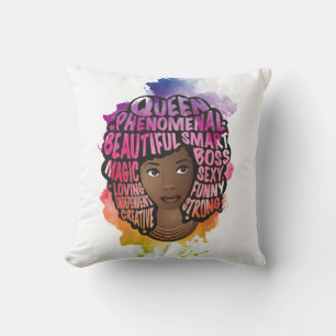 Encouraging Black Women, Natural Hair, Watercolor Cushion