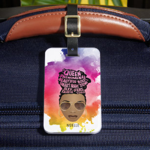 Encouraging Black Women, Natural Hair, Watercolor Luggage Tag