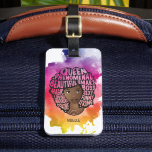 Encouraging Black Women, Natural Hair, Watercolor Luggage Tag