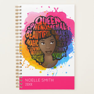 Encouraging Black Women, Natural Hair, Watercolor Planner