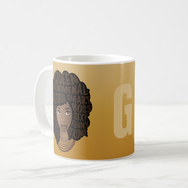 Encouraging Black Women, Yellow Gold, Your Initial Coffee Mug (Front Left)