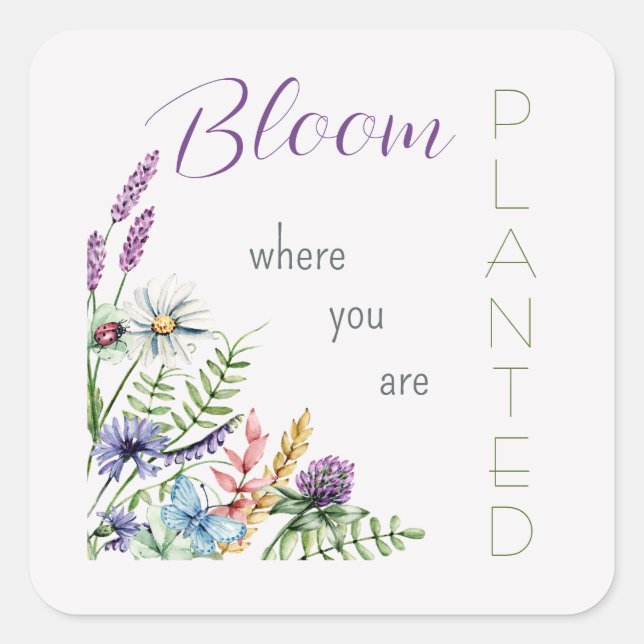 Encouraging Bloom Where You Are Planted Wildflower Square Sticker (Front)