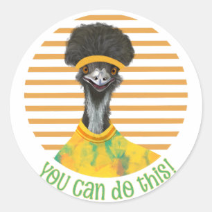 Encouraging Cheerful Emu Bird - You can do this! Classic Round Sticker