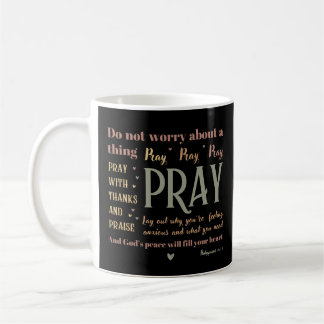 Encouraging Christian Bible Worry Pray Peace Boho Coffee Mug