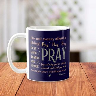 Encouraging Christian Bible Worry Pray Peace Boho Coffee Mug
