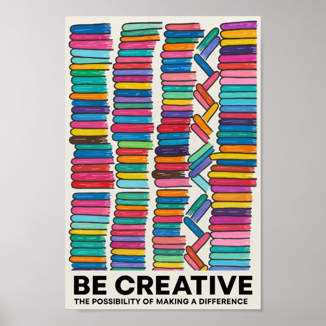 Encouraging Colourful Stacks of Books Poster  (Front)