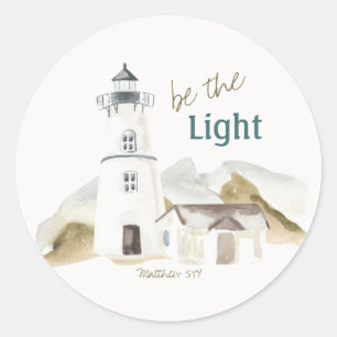 Encouraging Faith Quote ‘Be the Light’ Lighthouse Classic Round Sticker