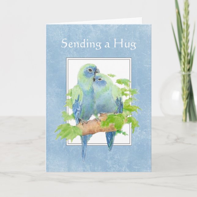 Encouraging Friendship with Cute Parrot Couple Card (Front)
