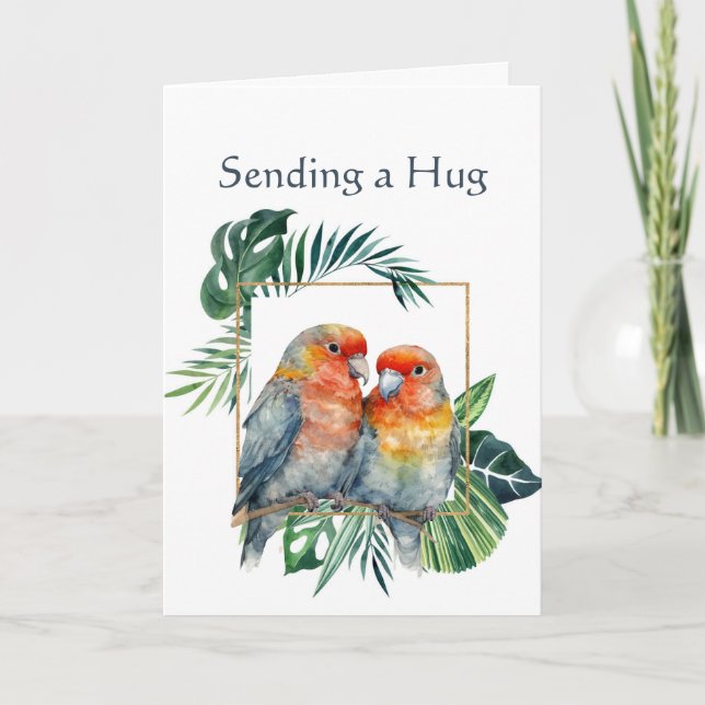 Encouraging  Get Well with Cute Parrot Couple Card (Front)