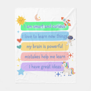 Encouraging Growth Mindset Quote for Young Minds Fleece Blanket
