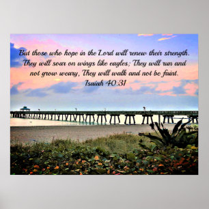 Encouraging Isaiah 40:31 Scripture Original Ocean Poster