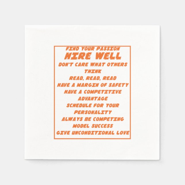 Encouraging Life Lessons Inspirational Motivationa Napkin (Front)