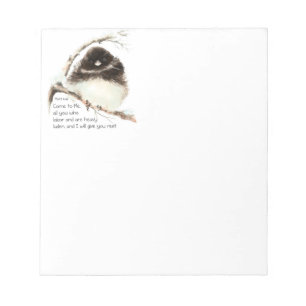 Encouraging, Scripture Matthew 11:28 Cute Birds Notepad