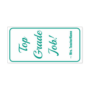 Encouraging "Top Grade Job!" + Custom Tutor Name Self-inking Stamp